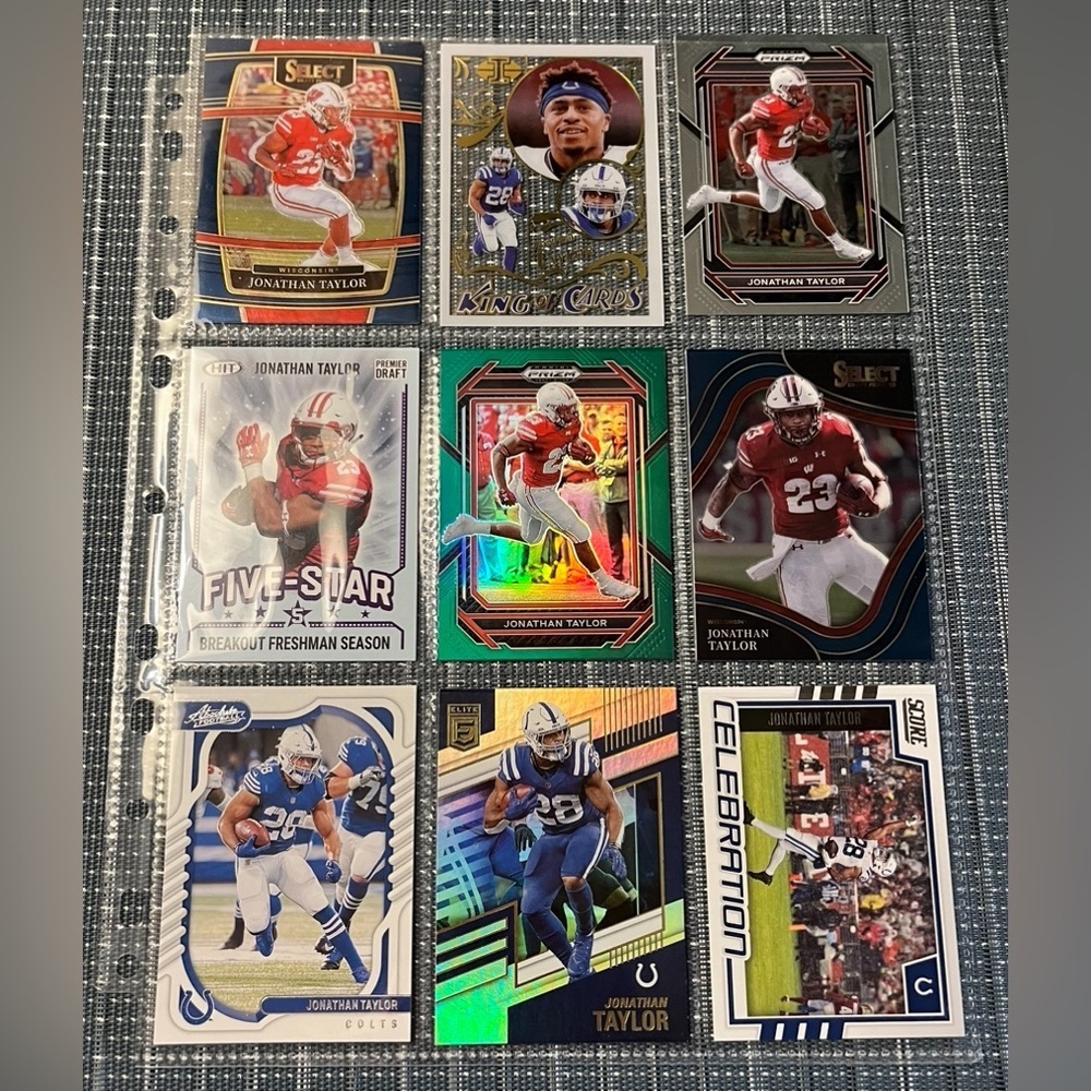 🏈 Jonathan Taylor, Lot of 9 NFL Football Trading Cards, Indianapolis Colts